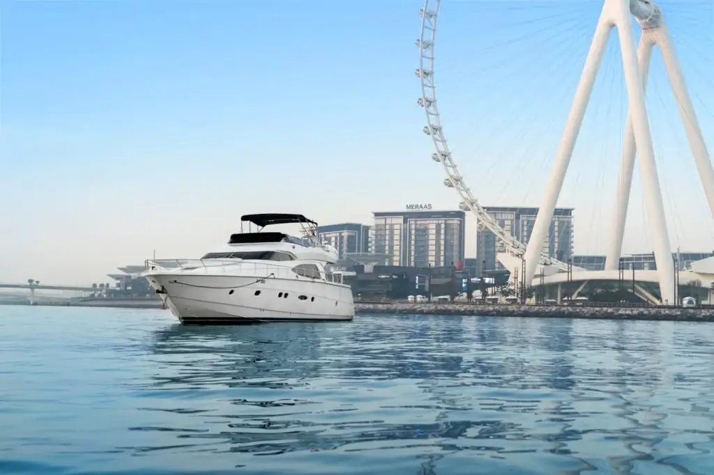 Luxury yacht near Ain Dubai on Bluewaters Island
